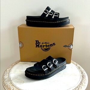 Dr. Martens Black Sandals with Silver Buckles